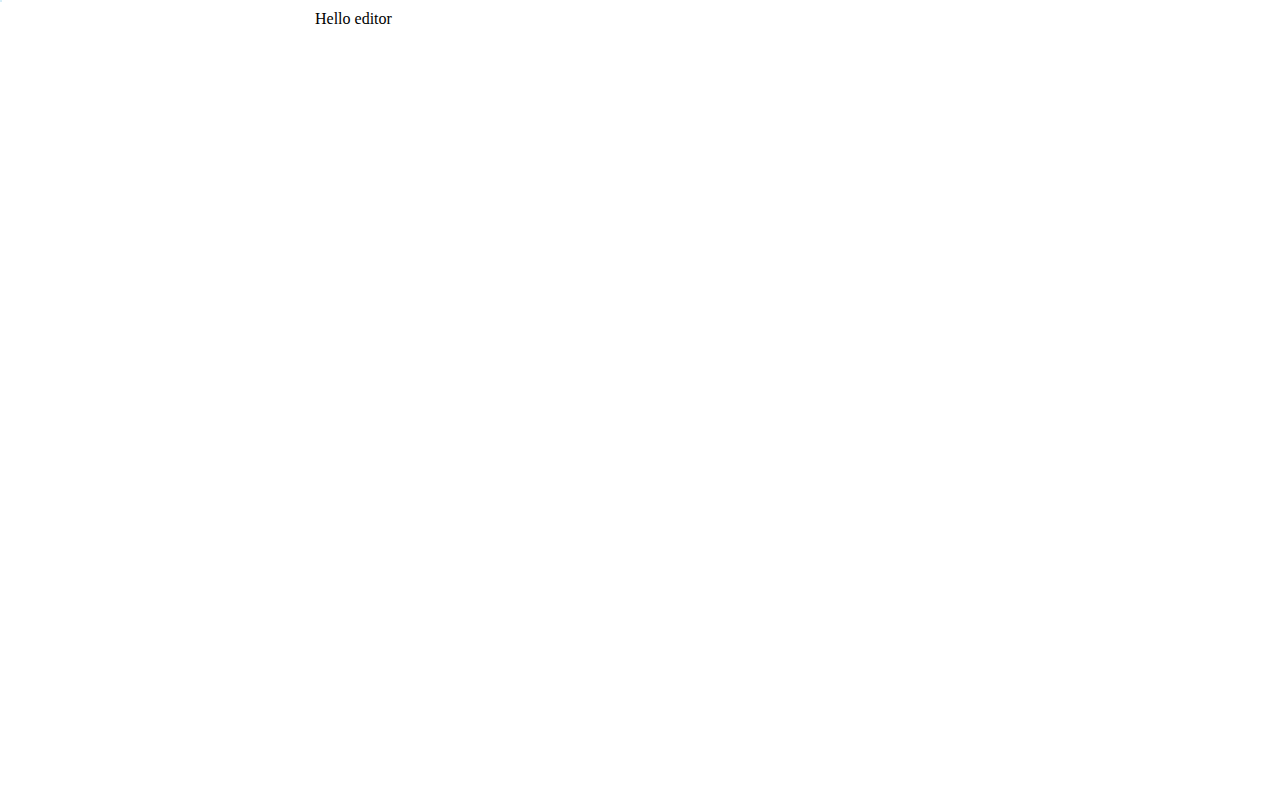 The Editor.js benchmark application showing a clean editing surface with a single paragraph block