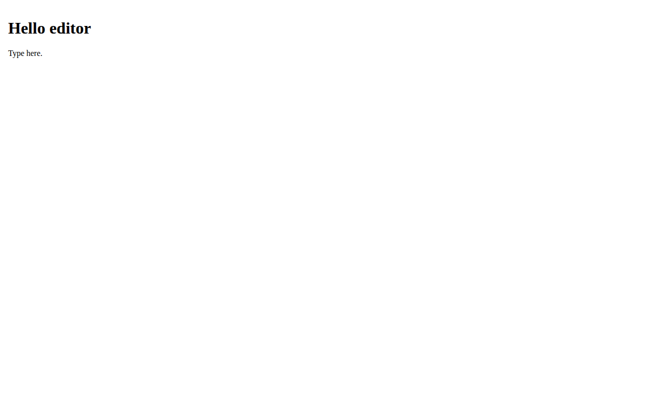 The Tiptap benchmark application showing an editable heading and paragraph with no toolbar or editor chrome